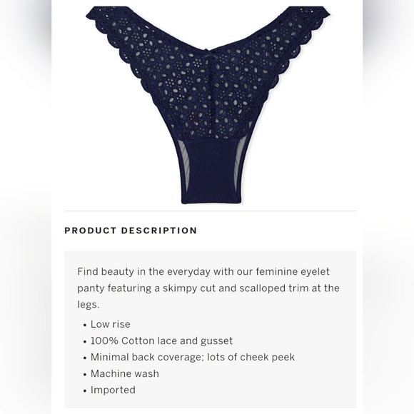 Victoria's secret dream Angel's very sexy eyelet lace Brazilian panty XSMALL - Picture 3 of 8